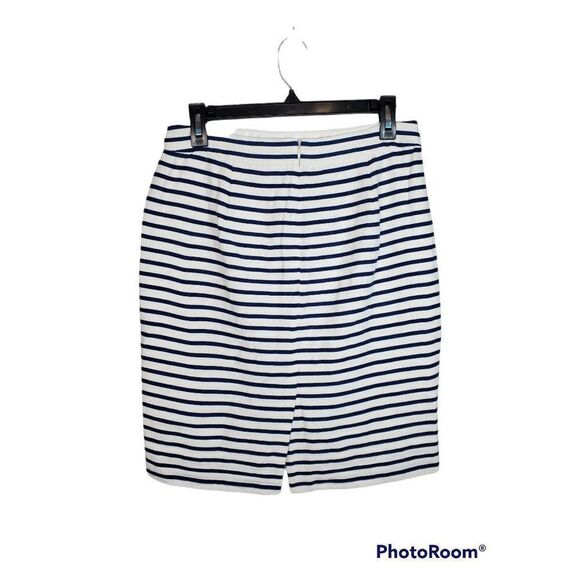 J. Crew Outlet The Pencil Skirt Nautical Striped Linen Blend Lined Navy White - Picture 11 of 11
